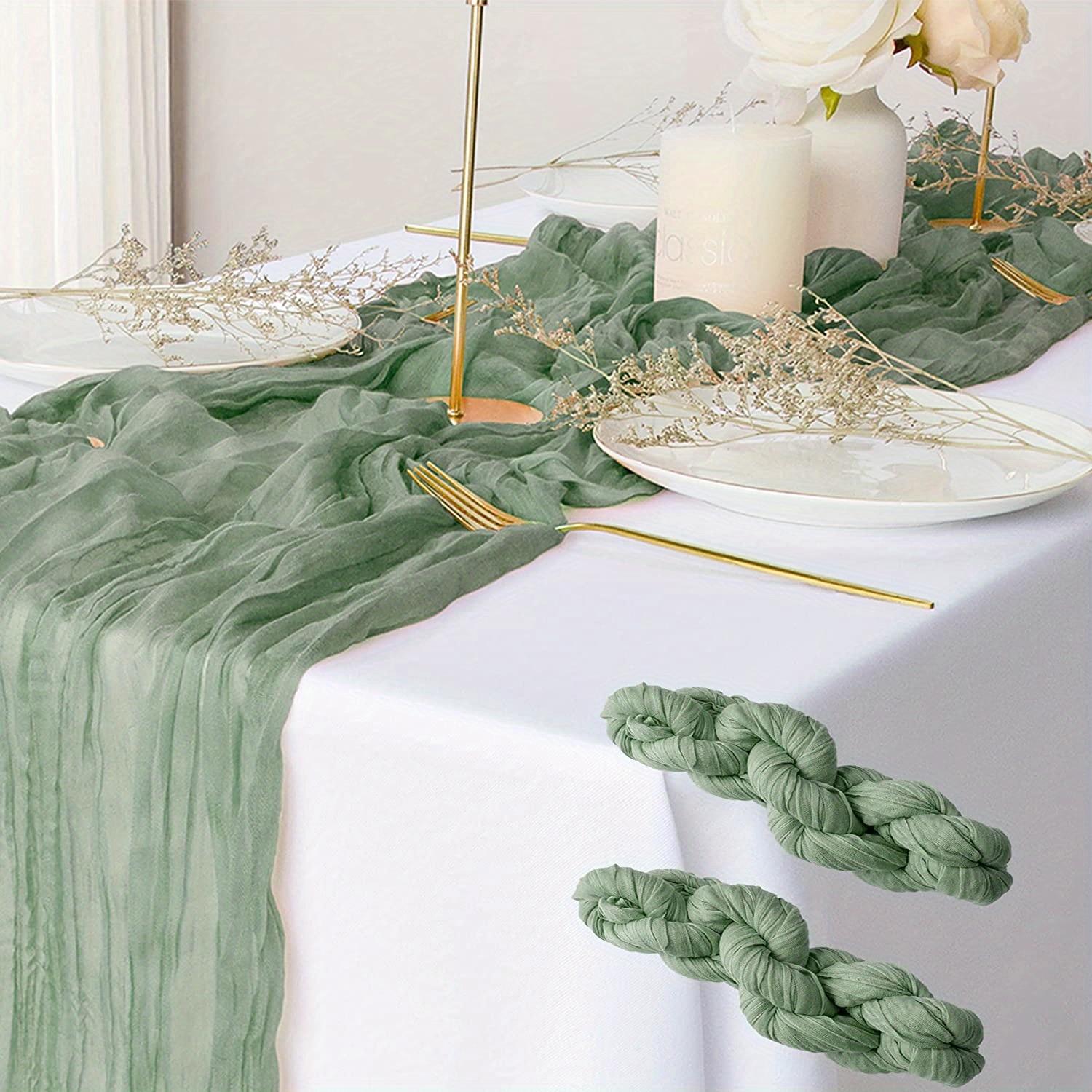 1pc Sage Green Cheesecloth Table Runner 10ft Tela Gasa Queso - Temu Chile