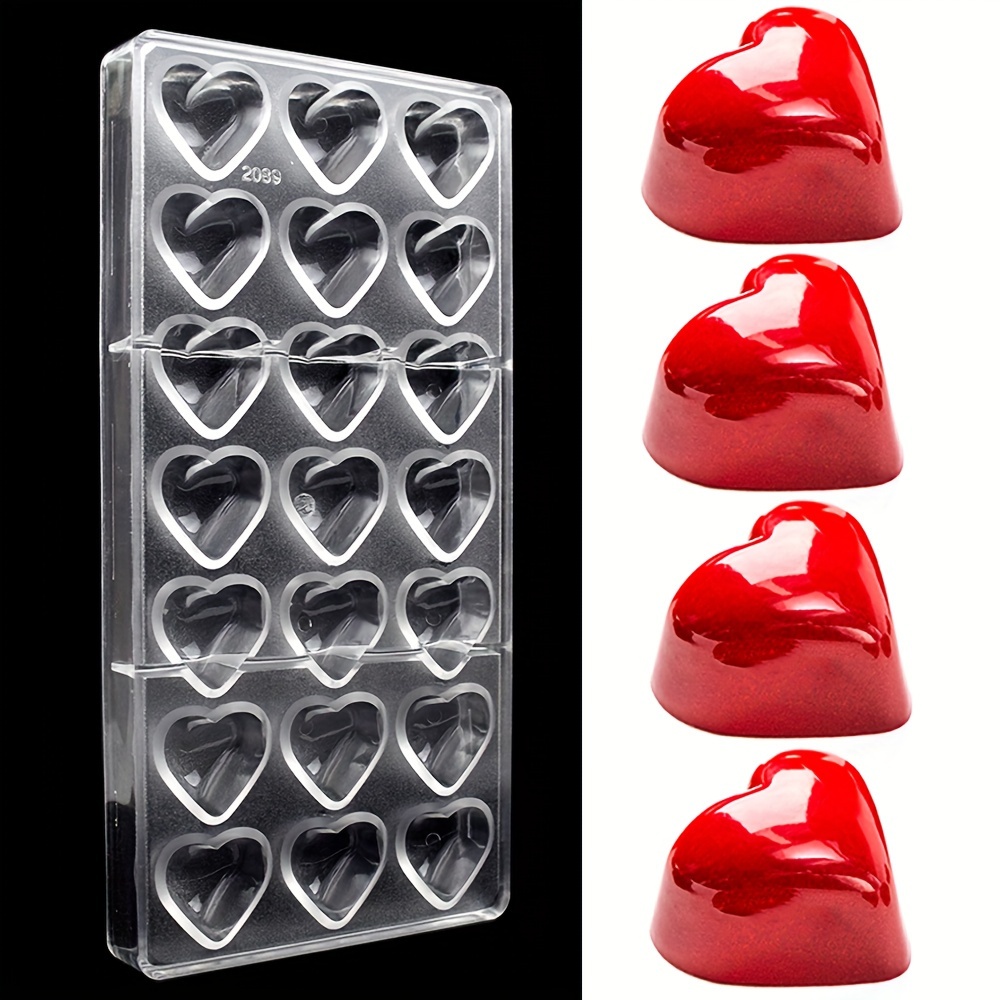 

1pc Heart Shape Chocolate Molds, Polycarbonate Chocolate Bonbons Candy Valentine's Day Confectionery Baking Pastry Tools, Baking Utensils, Valentine's Day Diy Supplies