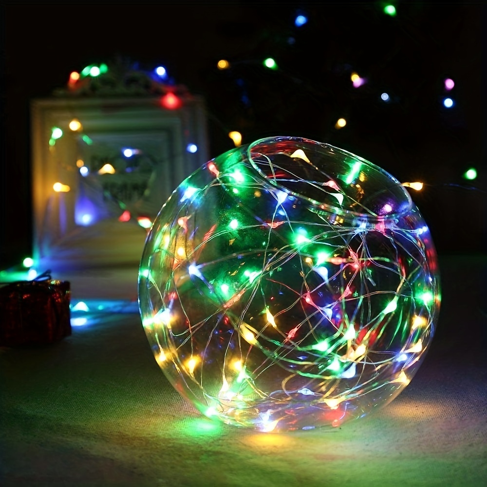 Paquete de 12 luces LED de hadas, funciona con pilas, resistente al agua,  alambre plateado, 7 pies, 20 luces LED de luna estrellada de luciérnaga  para bricolaje, boda, fiesta, dormitorio, patio, Navidad (