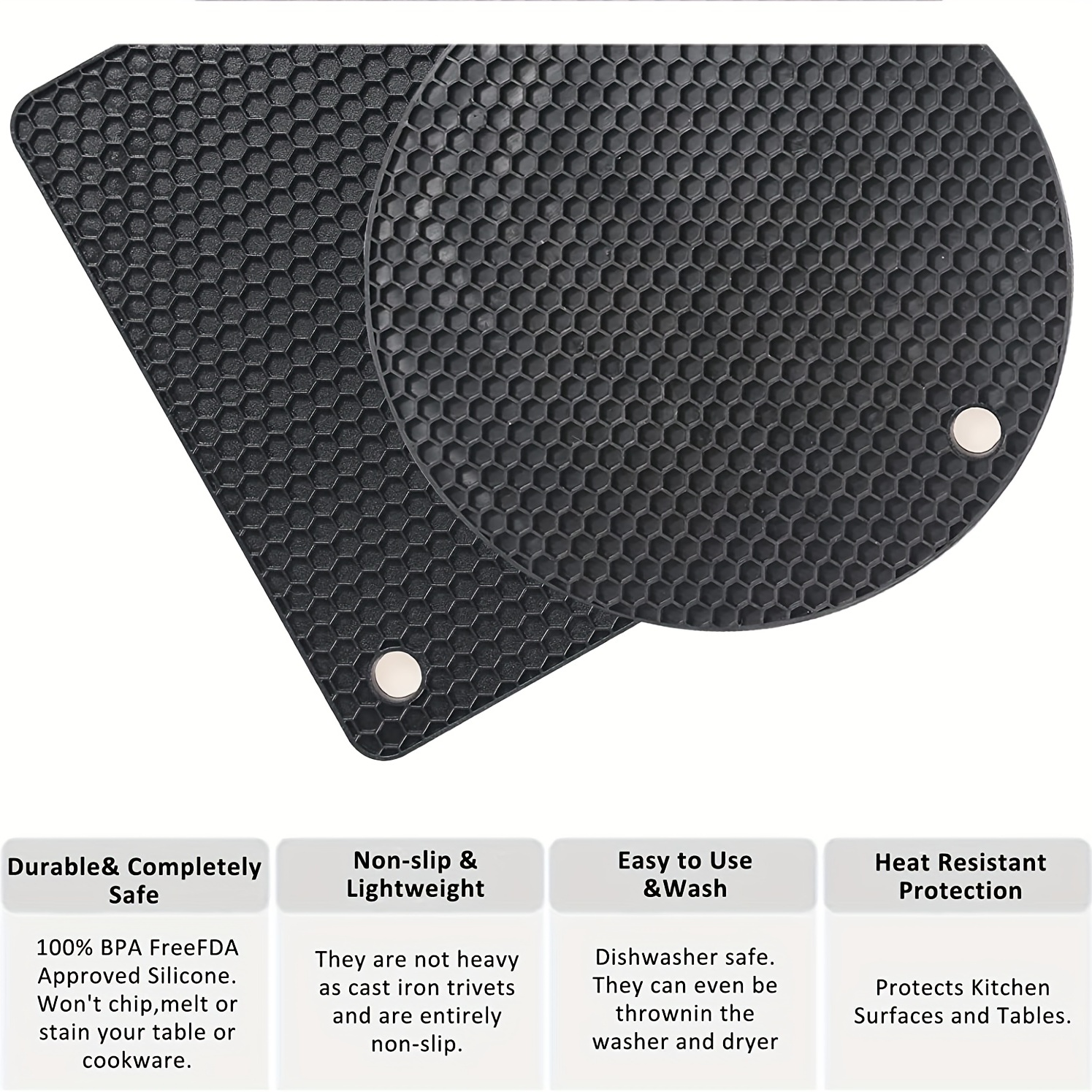 Non slip Black Silicone Trivet Mat Heat Resistant Hot Pad - Temu