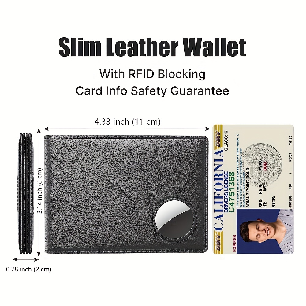 slim wallet and AirTag wallet, Leather Credit Card Holder RFID Blocking