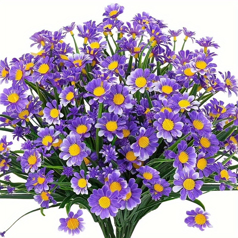 DongAi Flores artificiales, margaritas, 10 unidades, margaritas de seda,  resistentes a los rayos UV, sin mantenimiento, flores artificiales para