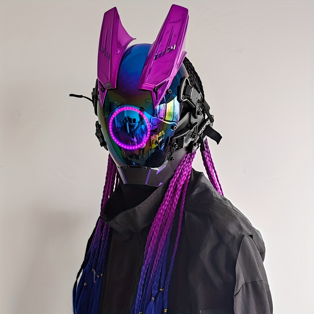 Cyberpunk Braid Wig Mens Mask Led Luminous Mask Halloween Party Music  Festival Decorations Science Fiction Equipment Suitable Men Women, Buy ,  Save
