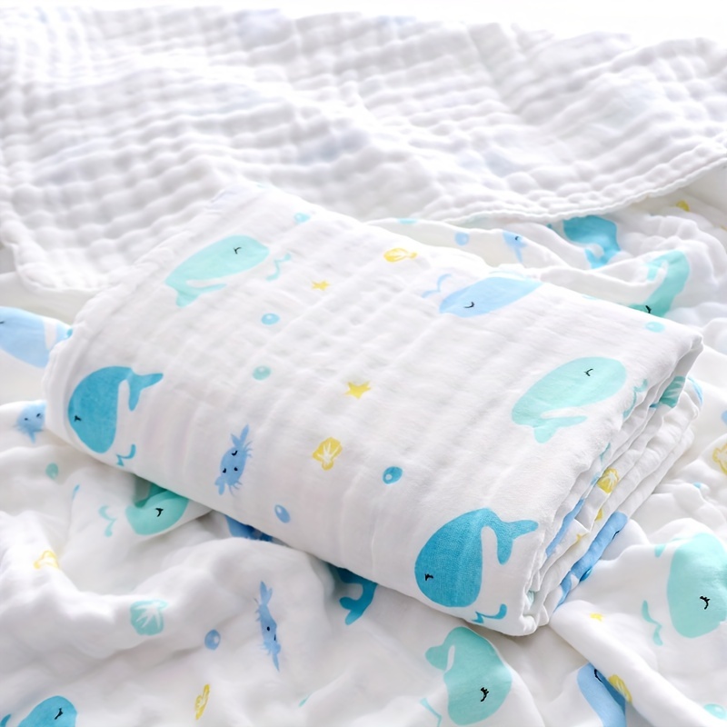 Baby 4 Layers Gauze Blanket, Soft Cartoon Pattern Bath Towel
