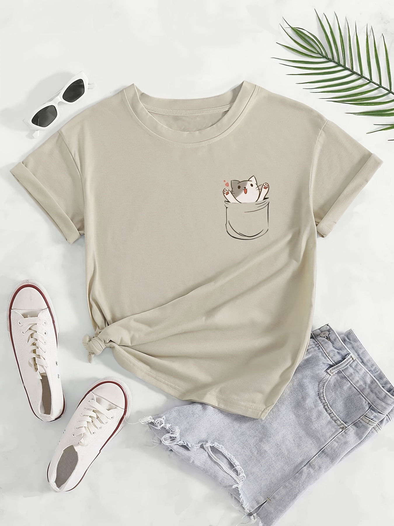 Cat Shirt With Pocket - Temu