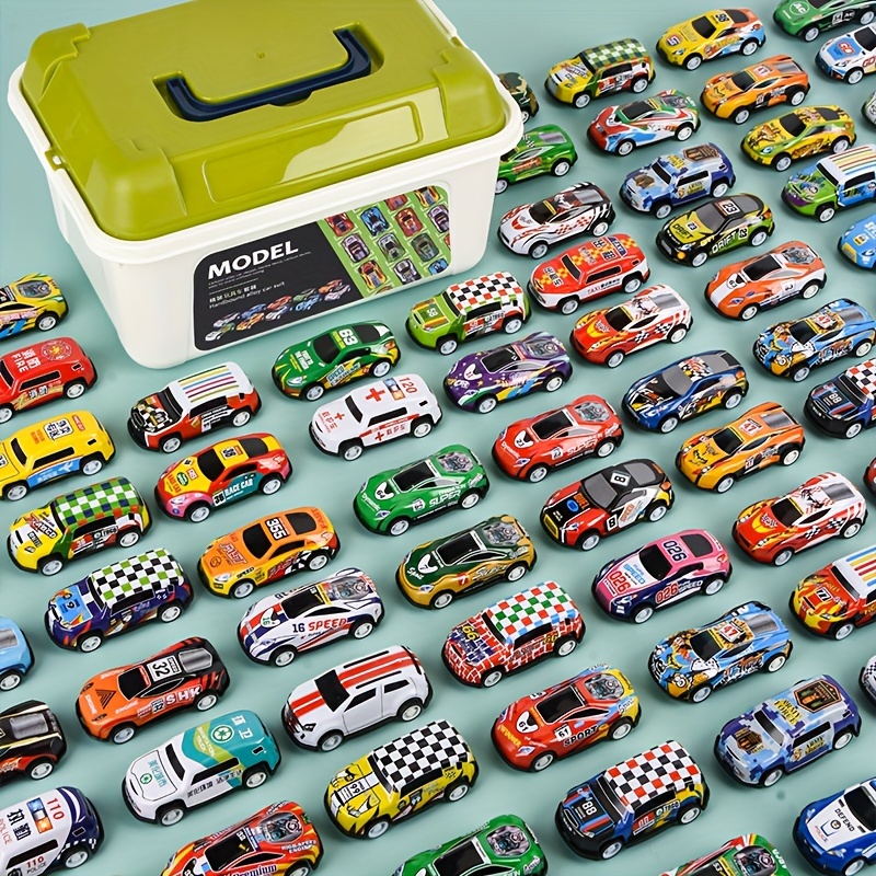 25 Piezas Mini Coche De Carreras De Aleación Aleatoria Con Caja De  Almacenamiento Juego De Coches Extraíbles Rebote Múltiples Colecciones De  Vehículos