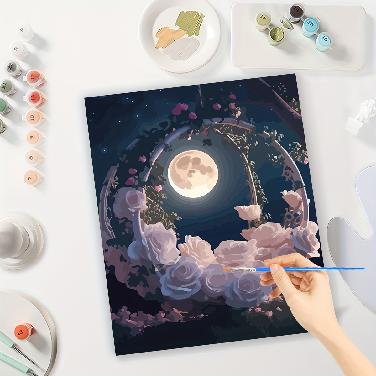 1pc Pintura Números Adultos Kits Diy Regalo Noche Luna - Temu