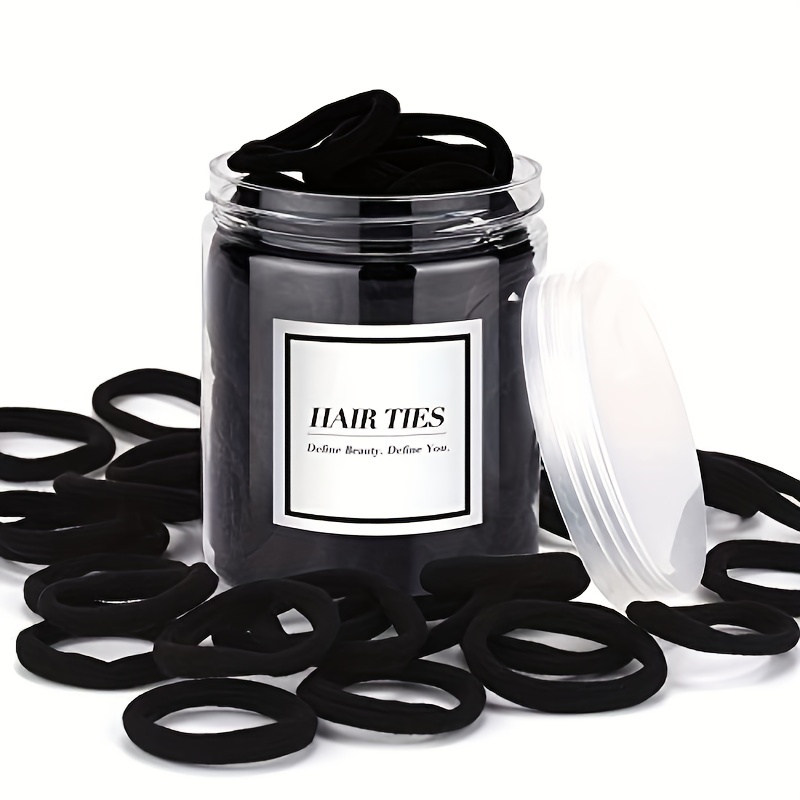 Black Hair Ties 50 pcs Hair Elastic Bands for Thick and Curly No Metal Hair  Tie (4mm)
