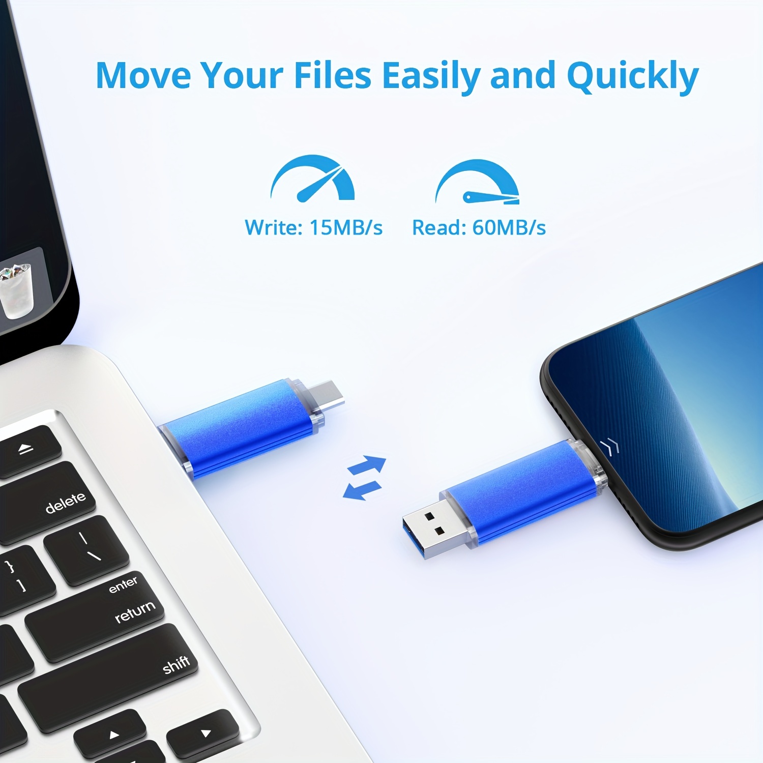 Chiavetta USB 128GB, Penna USB C Pen Drive, Corpo in Metallo PendriveTipo C  2 in 1 USB-C Flash Drive per PC/Laptop/Notebook,Telefono Cellulare con USB-C  : : Informatica