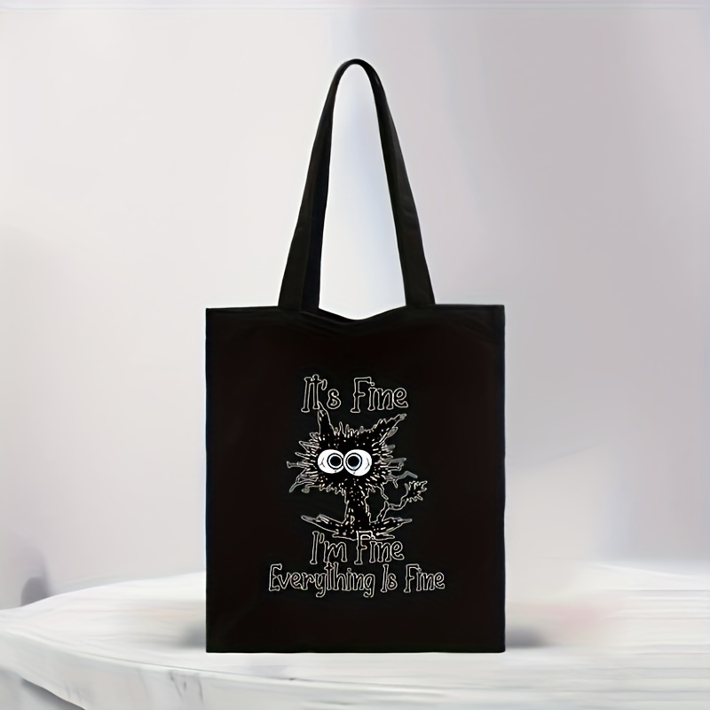 Funny Black Cat Shoulder Bag Reusable Shopping Tote Bag - Temu