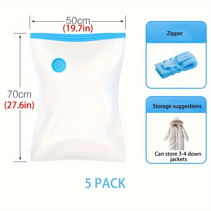 5pcs/lot Organizing Vacuum Storage Bags For Comforters, Luggage, Down  Jackets