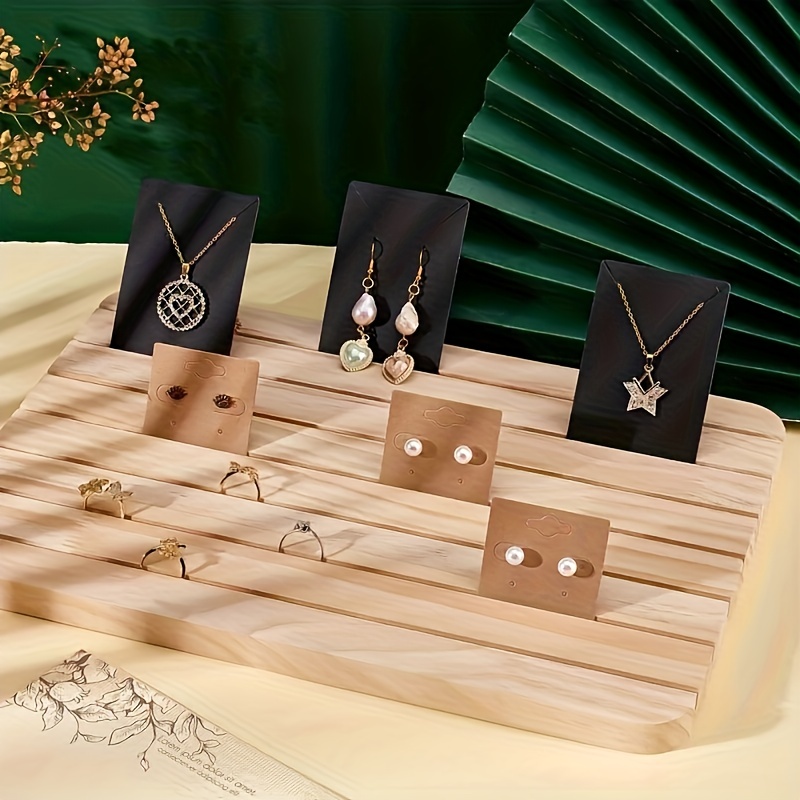 Soportes de exhibición de pendientes para vender, estante de exhibición de  joyas de madera con 20 ganchos extraíbles, organizador de joyas de 5
