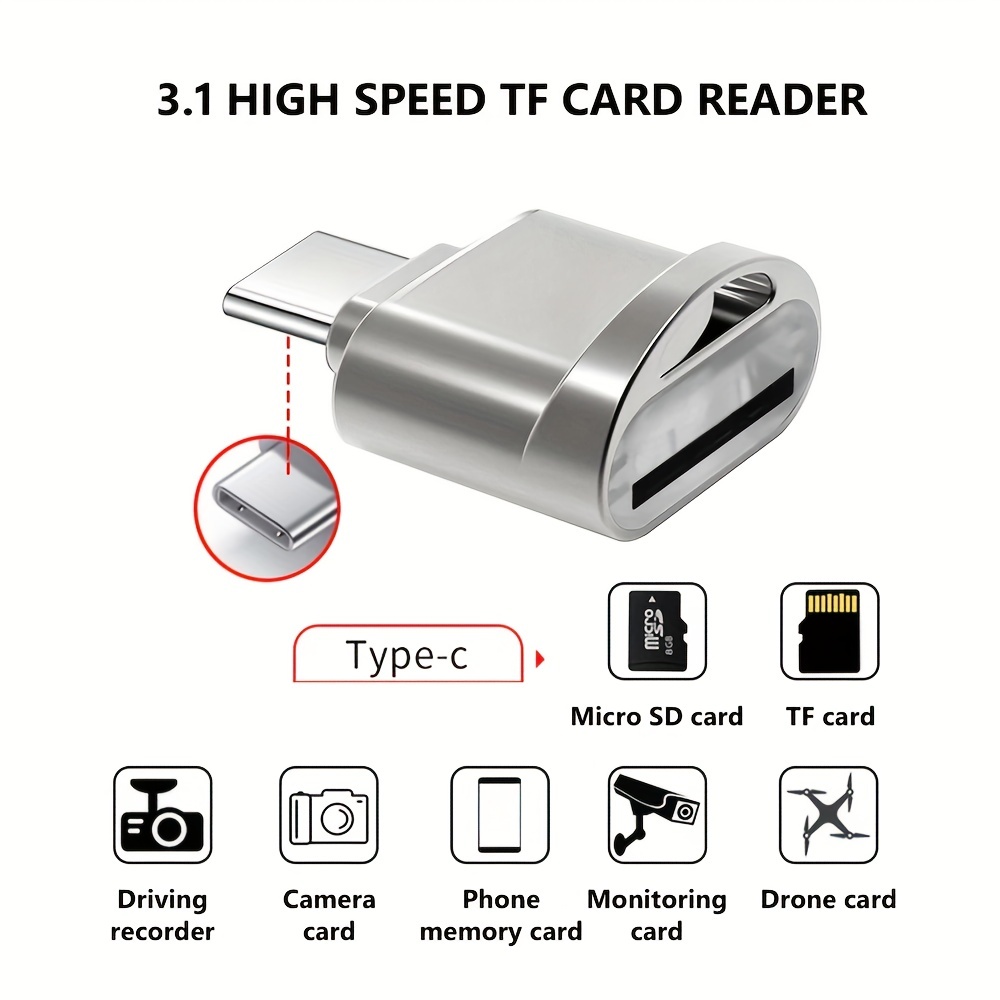 1PC USB C lecteur de carte SD adaptateur Type C Micro SD TF - Temu France