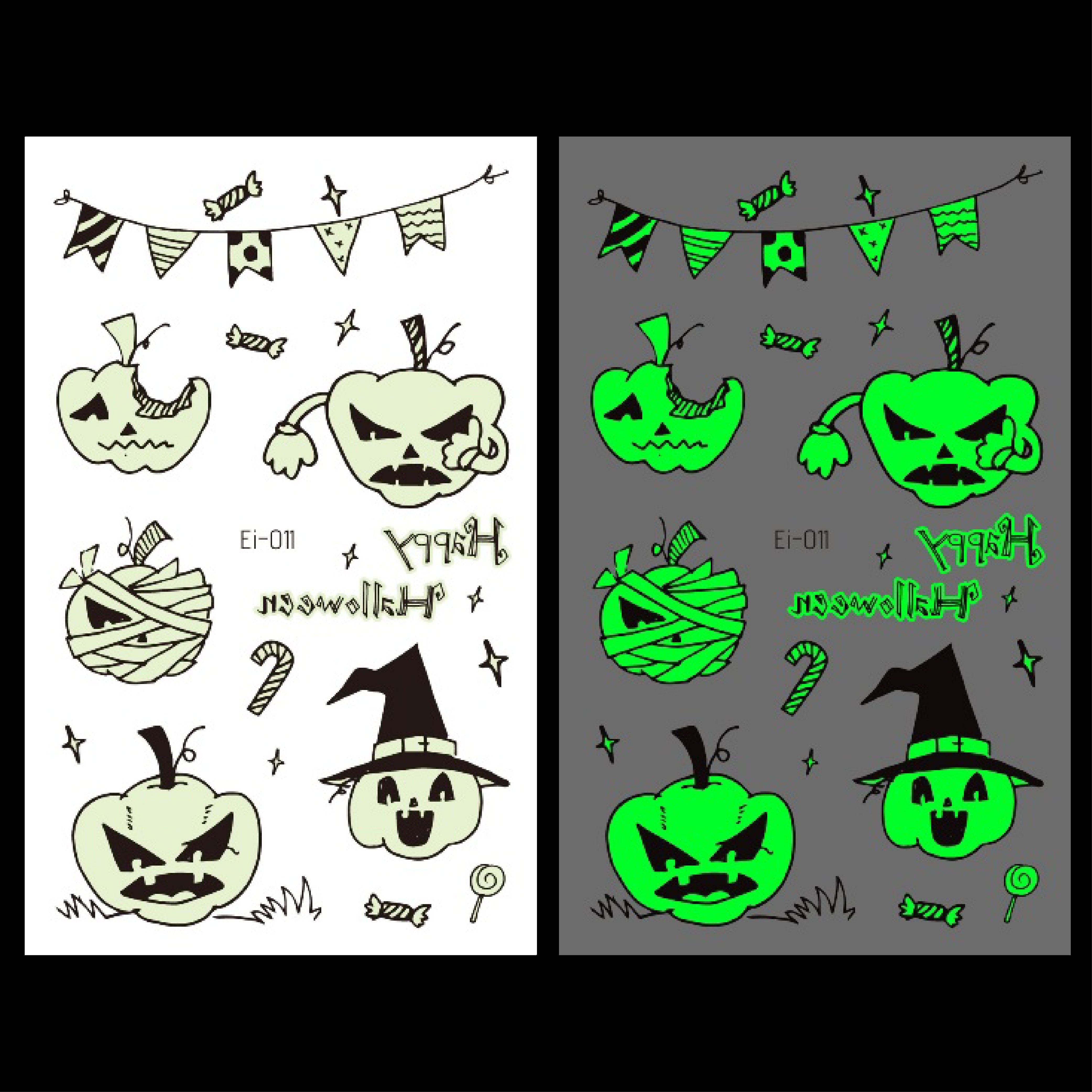 Glow in the Dark Pumpkin Face Stickers