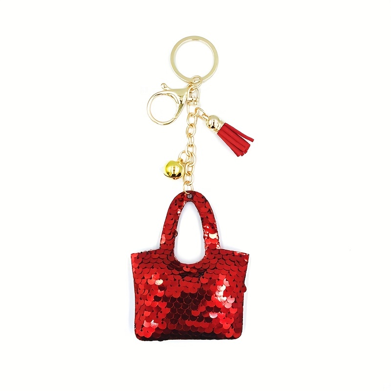 1pc Women's Stylish Leather Key Pouch With Star, Bell, And Bag Charm  Decorations