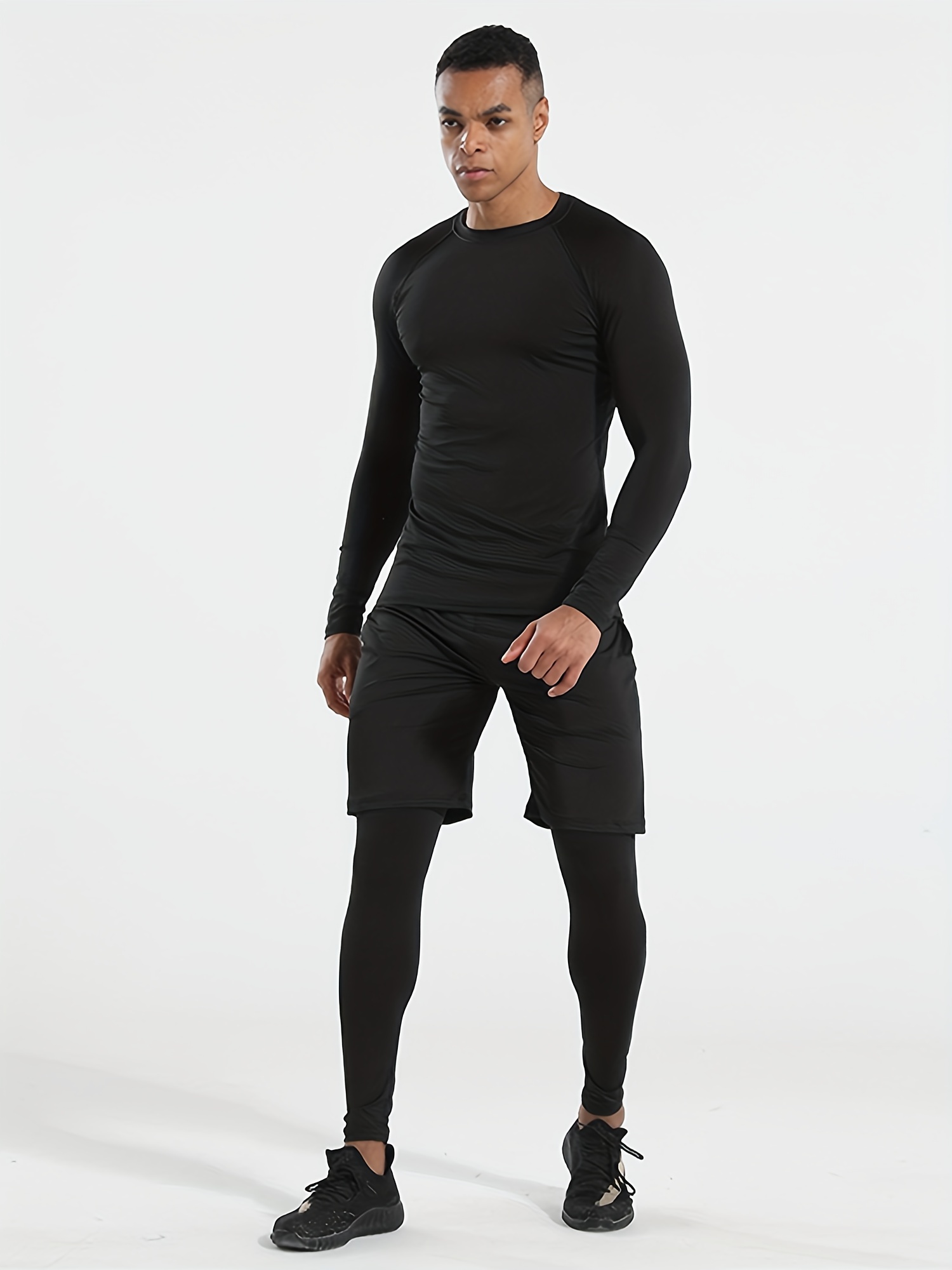 Men's Breathable Quick drying Running Sports Set Long Sleeve - Temu