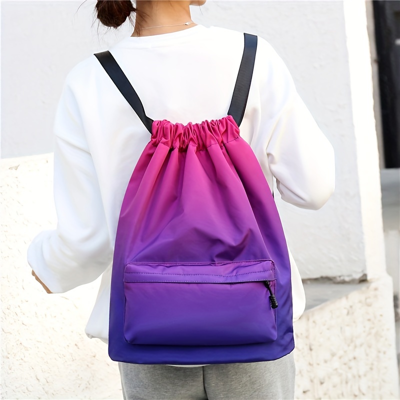 Gradient Drawstring Backpack Lightweight Sports Outdoor Daypack