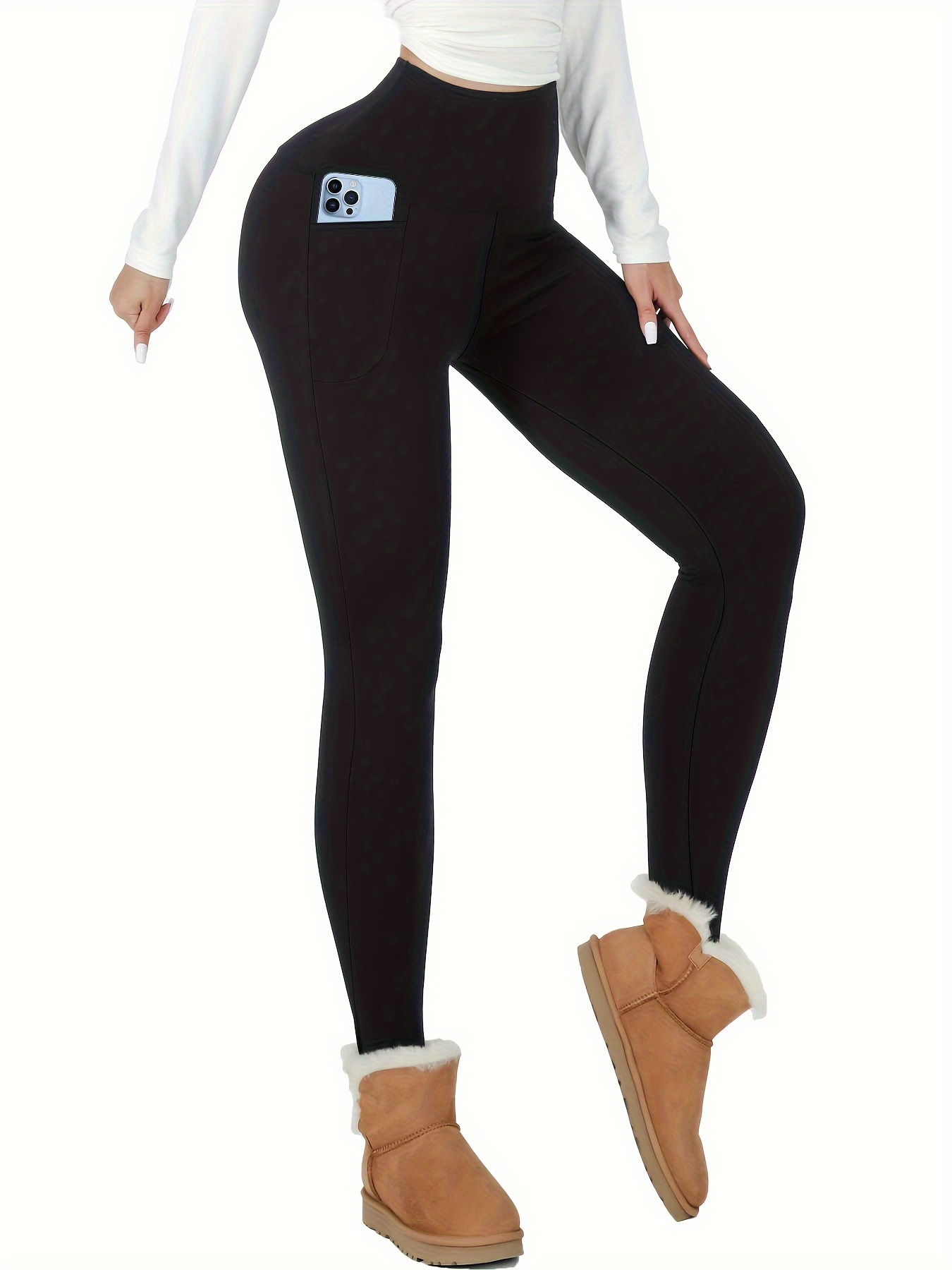 Ladies Thermal Leggings Thick Winter Fleece Lined Warm-Large