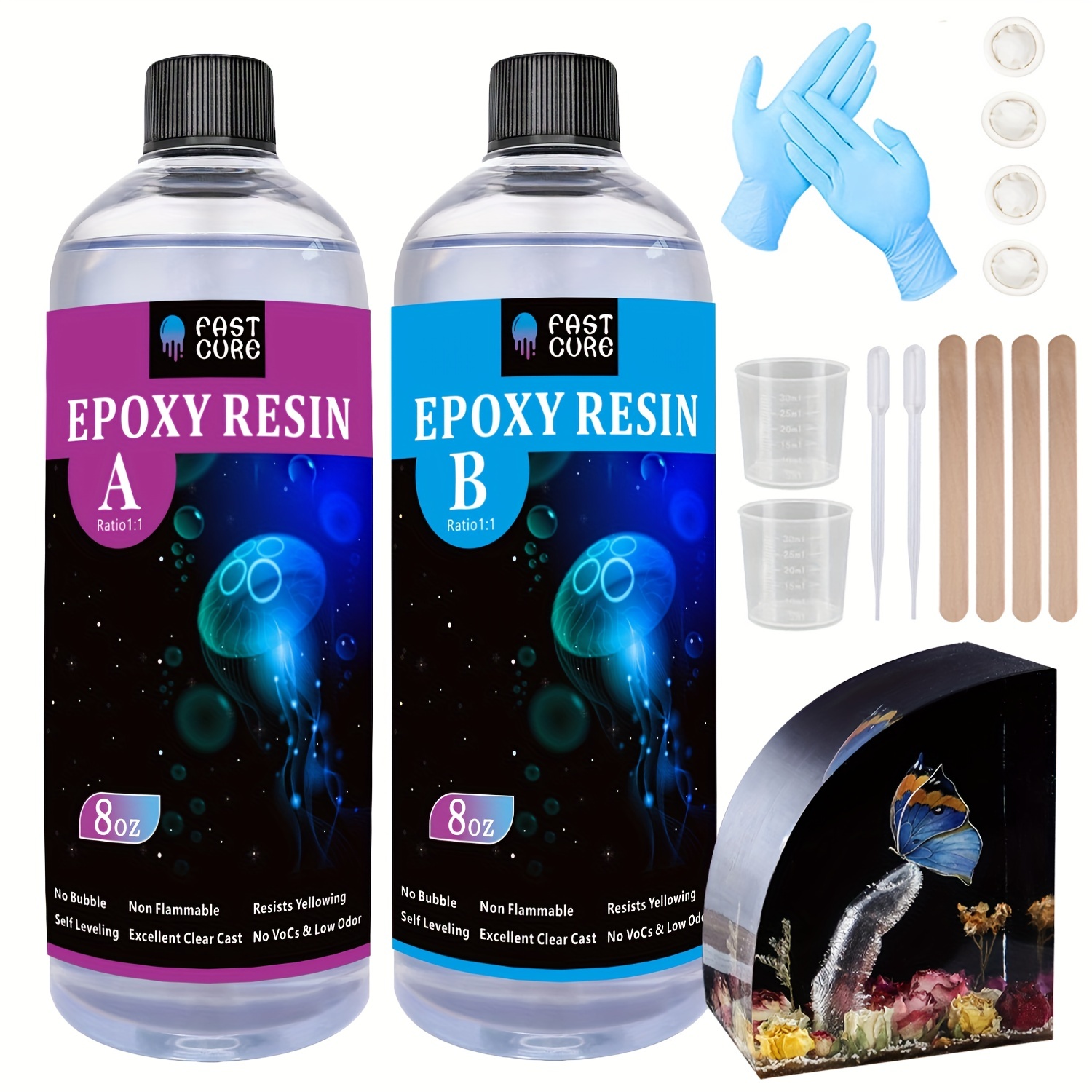 LETS RESIN Fast Cure Epoxy Resin Kit-4 Hours Demold, 20OZ Quick Curing &  Bubble Free Epoxy Resin,Crystal Clear Epoxy Resin for Craft,Art, Resin