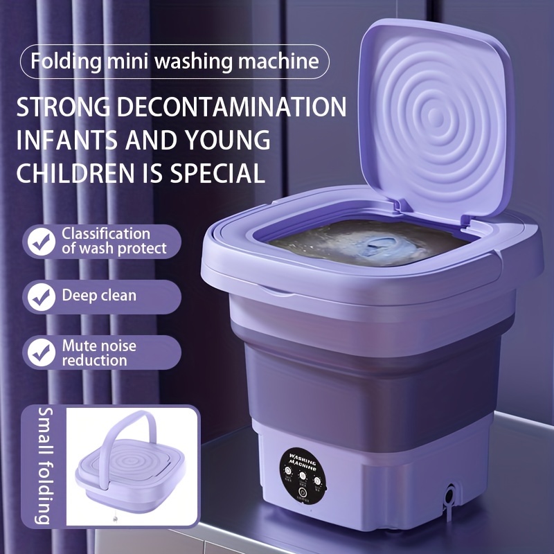 Petite machine à laver portable pliable, mini laveuse 9L livres profonds  pour sous-vêtements, vêtements de bébé ou petits objets