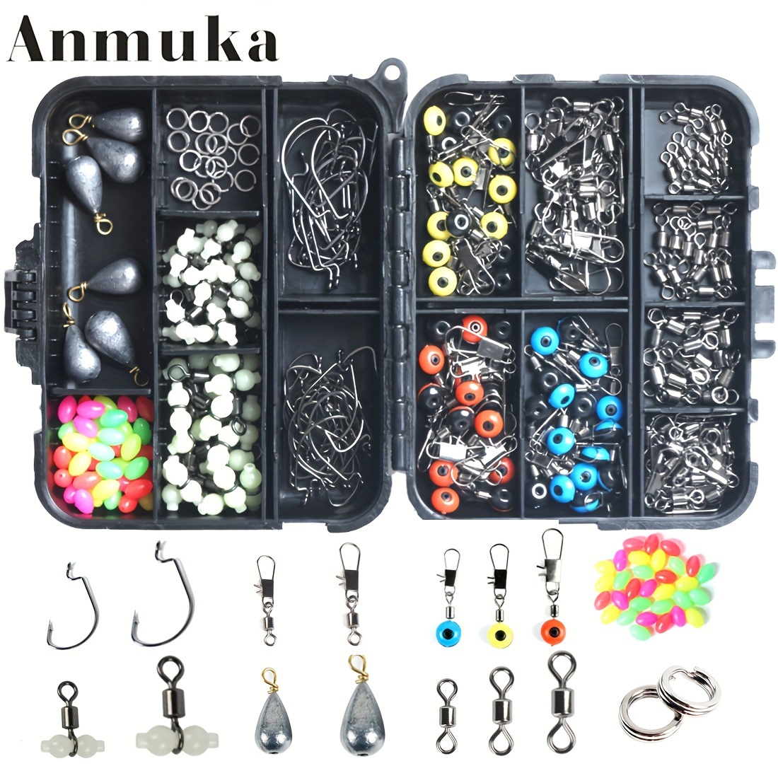 Portable Fishing Gear Set Tackle Box Sequined Hooks Swivels - Temu