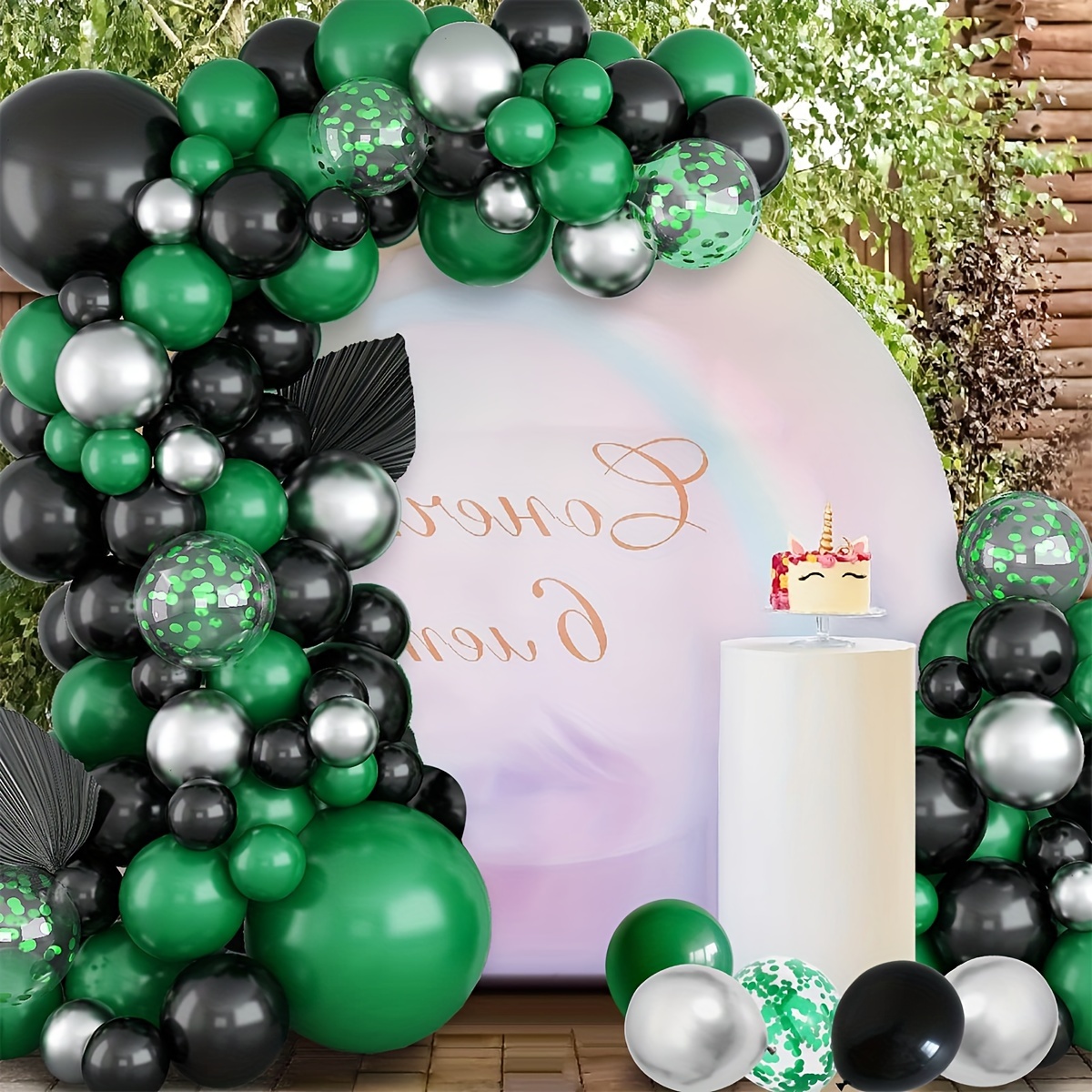 Kit de decoración para fiesta de ducha bohemia de 140 piezas: globos retro  verde salvia, blanco y dorado metálico, confeti verde macarrón y más.