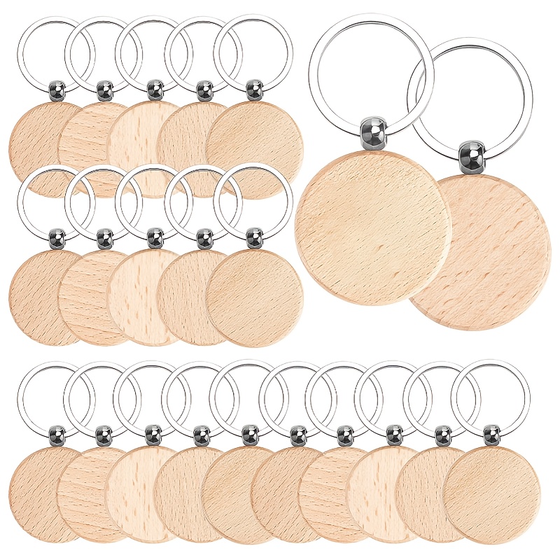 Wooden Keychain Making Kit Diy Wooden Pendant With Key Rings - Temu