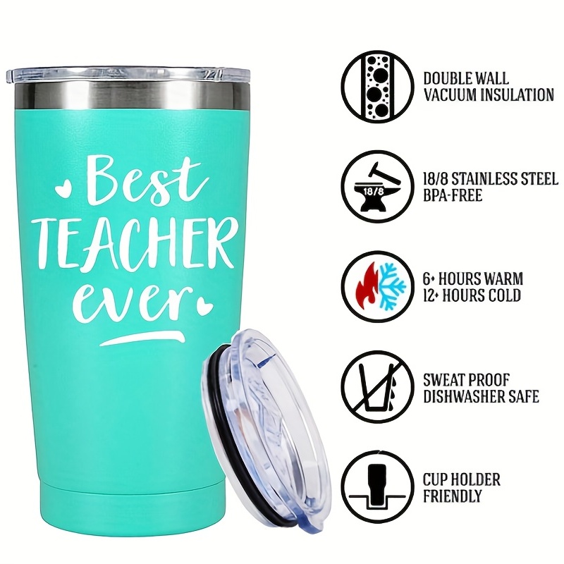 Best Teacher Ever Insulated Tumbler Cup 20 oz Clear Lid and Straw