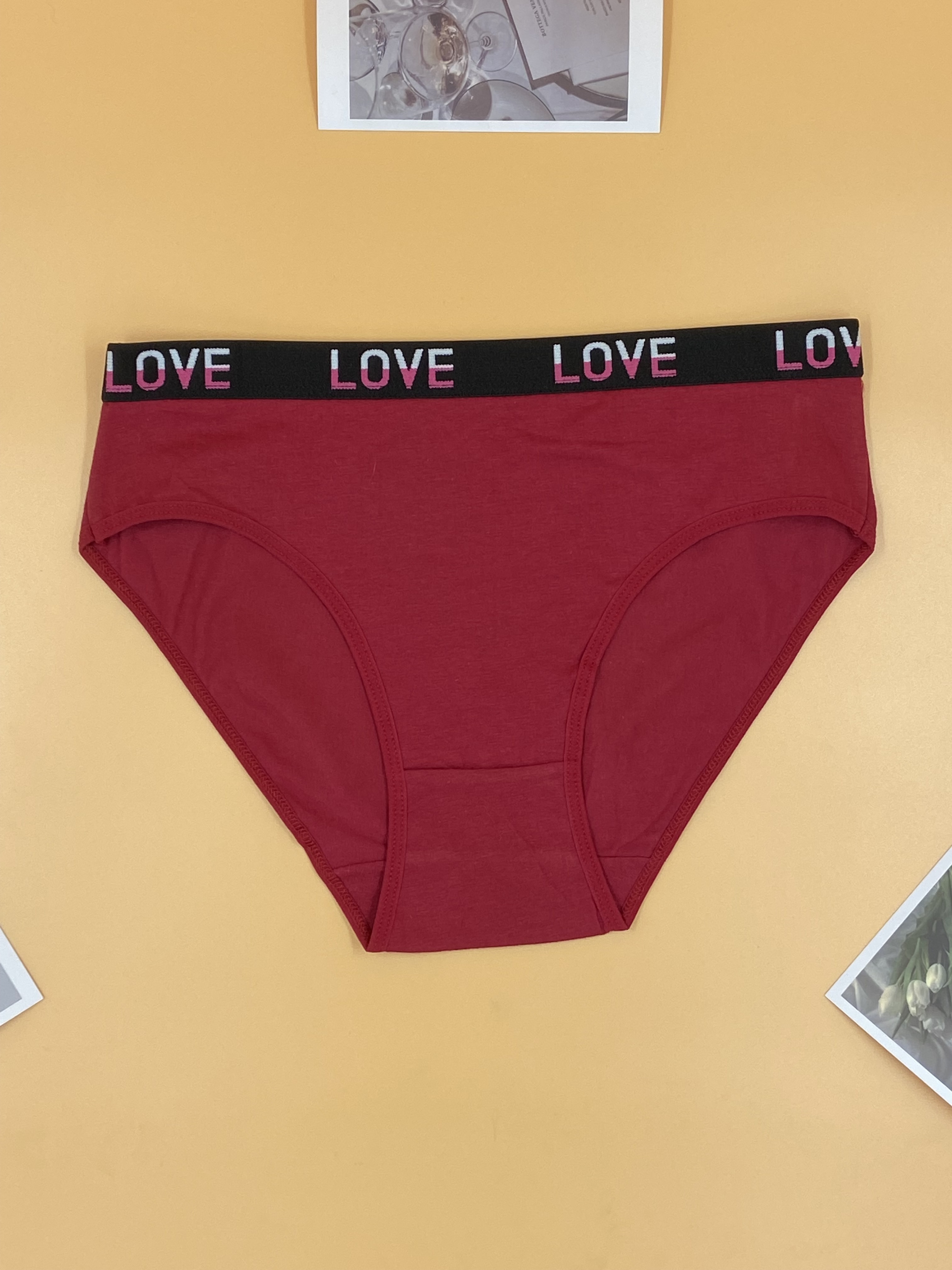 Sporty Panties Love Letter Contrast Trim Versatile Intimates - Temu Canada