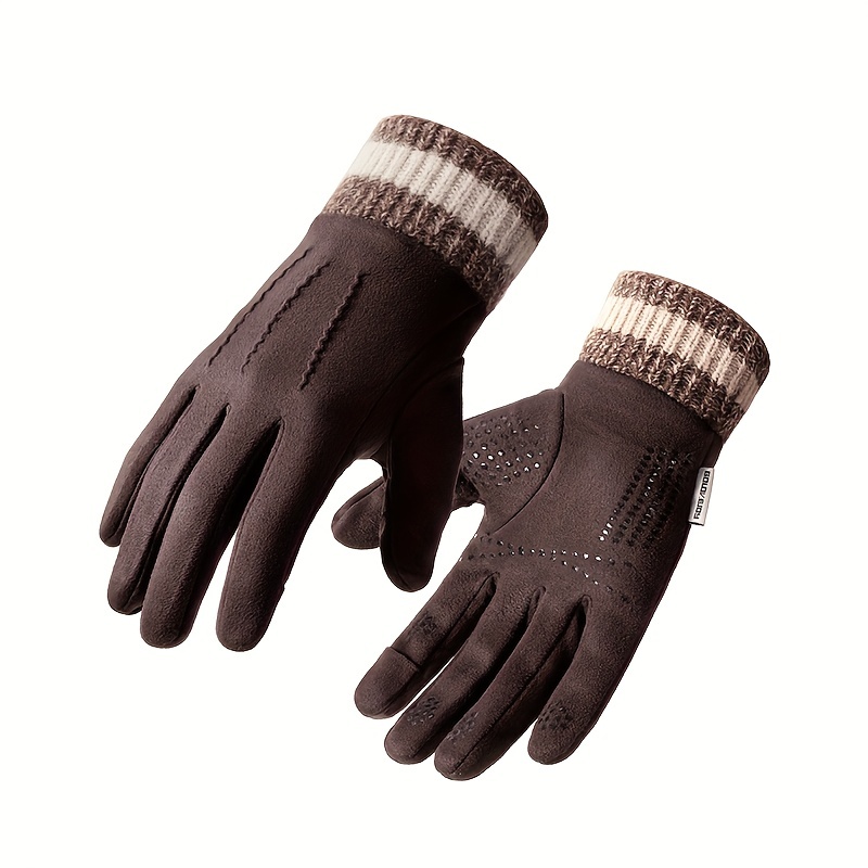 1 Par Guantes Cuero Hombre, Guantes Gruesos Terciopelo Negros Cálidos  Invierno - Joyería Accesorios - Temu Chile