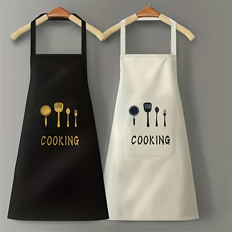 

Premium Waterproof & Oil-proof Apron With Pockets - Hand Wipeable For Women & Men - 27.5in X 26.8in For Restaurants/cafes