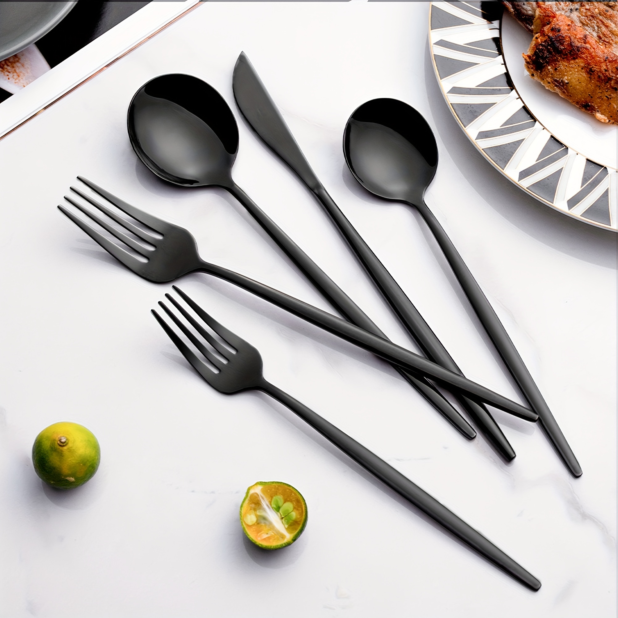 Juego de cubiertos de acero inoxidable para 4 piezas, 20 piezas, utensilios  de cocina modernos para comer, incluye tenedores, cucharas y cuchillos