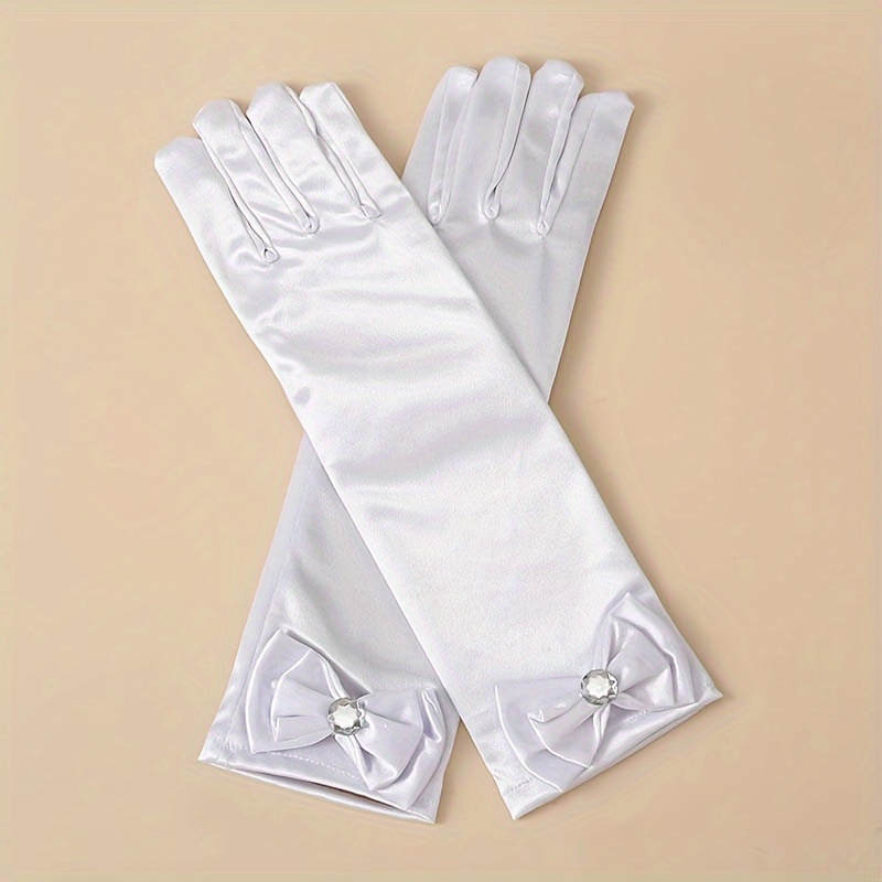 Guantes de disfraz para mujer, guantes blancos con lazos para fiesta de  cumpleaños, bodas, concursos, ocasiones especiales, banquetes de desfile