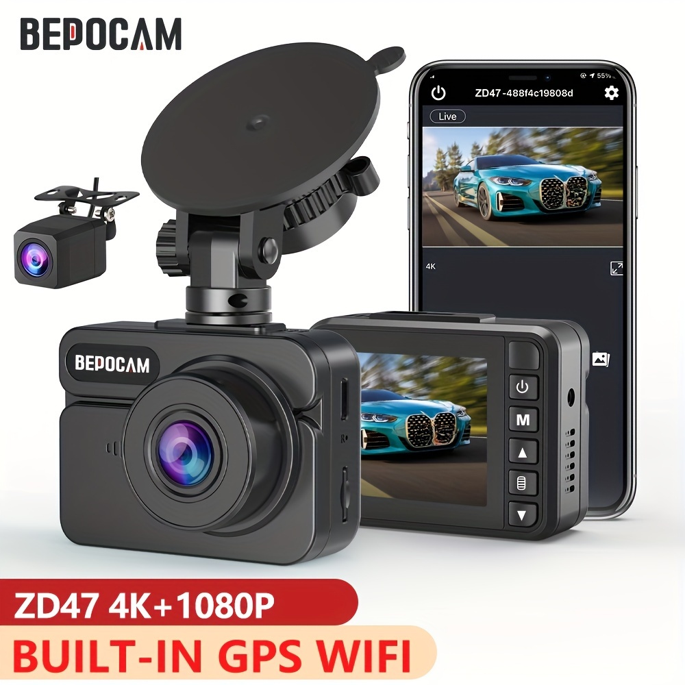 BEPOCAM ZD46 Dash Cam Pour Voitures 4K GPS Intégré WiFi - Temu Belgium