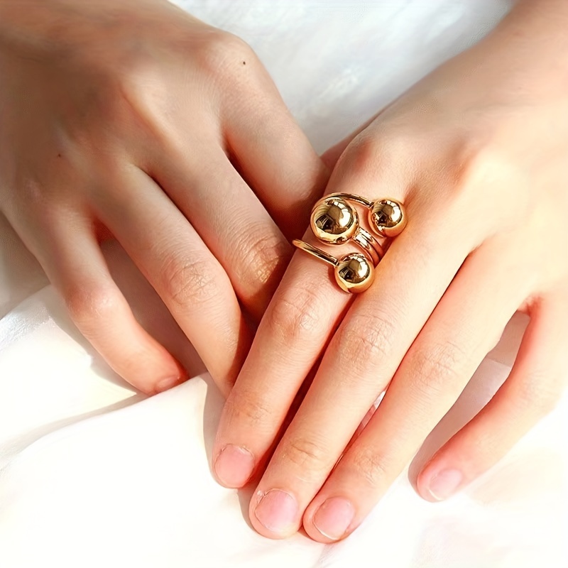 Adjustable Open Ring with Multiple Golden Balls
