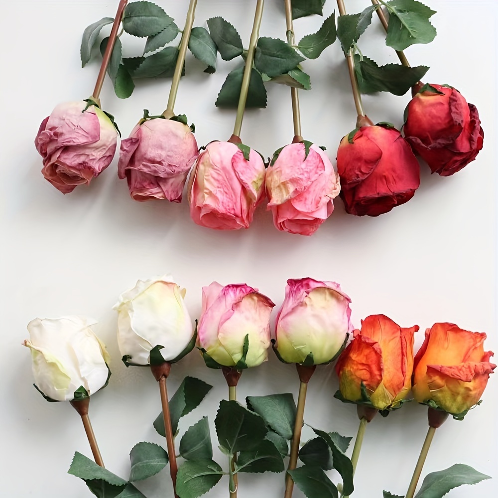 

1/4pcs, Artificial Roasted Rose, Artificial Wedding Flower Faux Flower Realistic Simulation Flower Blooming Diy Craft Bridal Bouquet Home Table Living Room Decoration, Indoor Outdoor Decoration