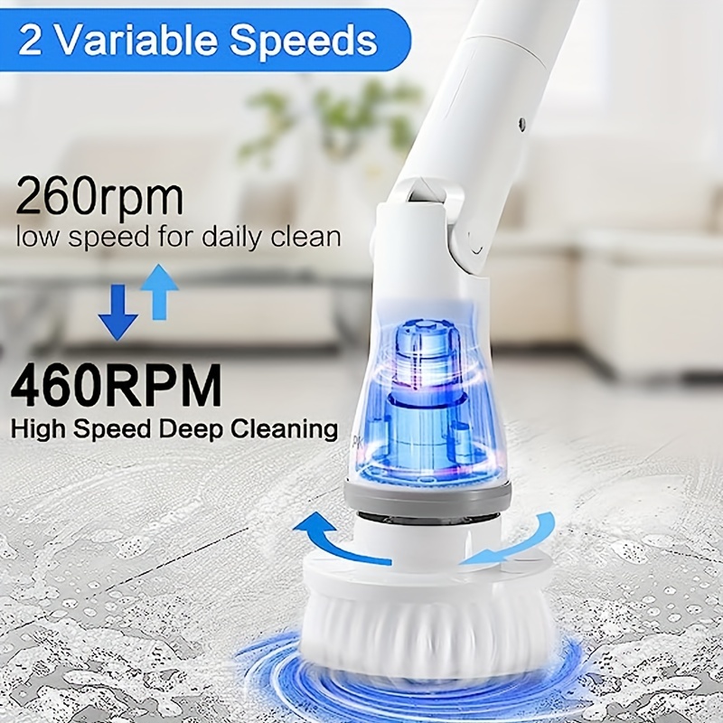 Electric Spin Scrubber, Power Cleaning Brush, Shower Scrubber With  Adjustable Extension Handle, Tub Tile Scrubber With 3 Replaceable Brush  Heads, 60 Min Run Time, 350rpm With High Torque Cordless Power Scrubber,  Cleaning