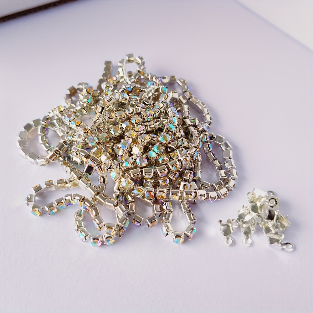Rhinestone Decor Silvery Copper Beads Hand String Necklace - Temu