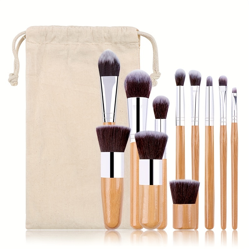 Professional Kabuki Makeup Brushes Set Bamboo Handle - Temu