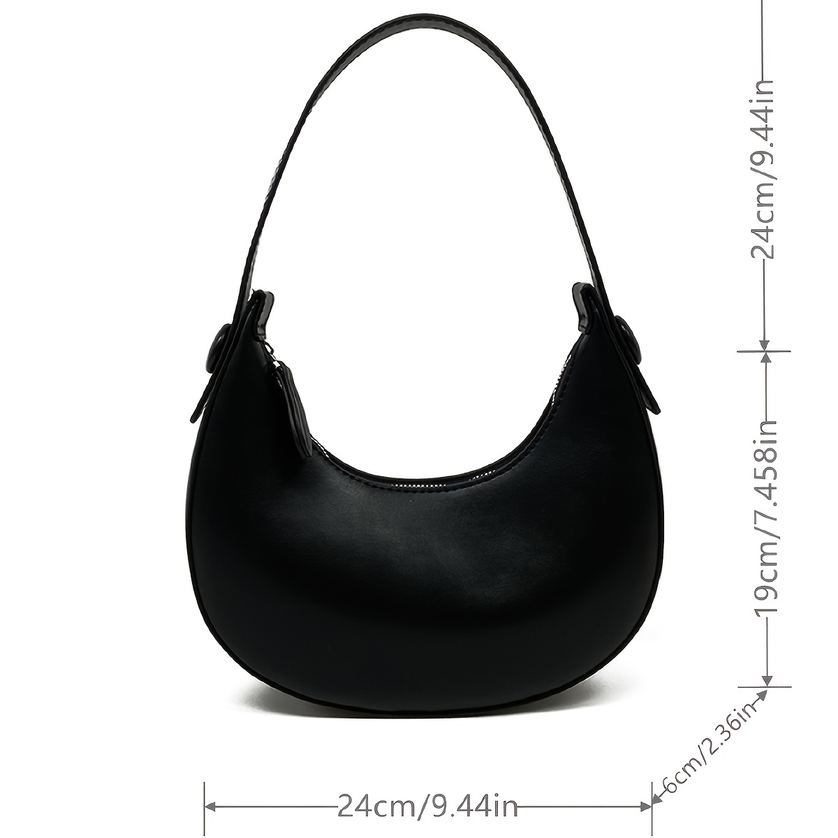 Retro Minimalist Style Women's Underarm Bag, Solid Color Shoulder Bag,  Versatile Zipper Crescent Shaped Handbag - Temu Belgium