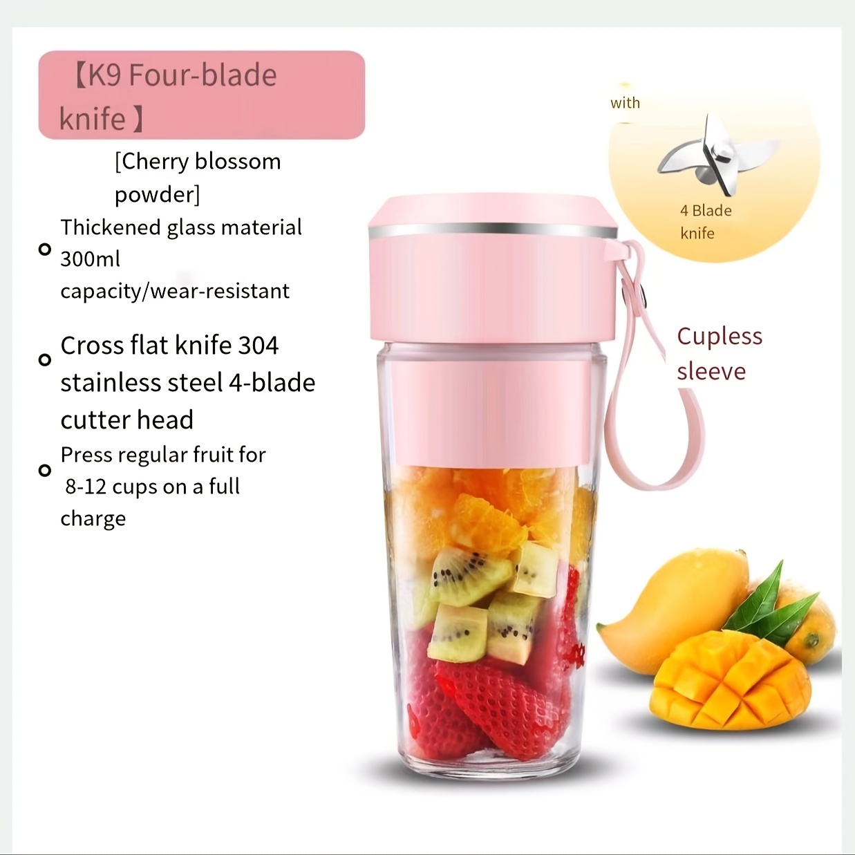 Cross-border Portable Usb Charging Fruit Juicer Mixer, Electric