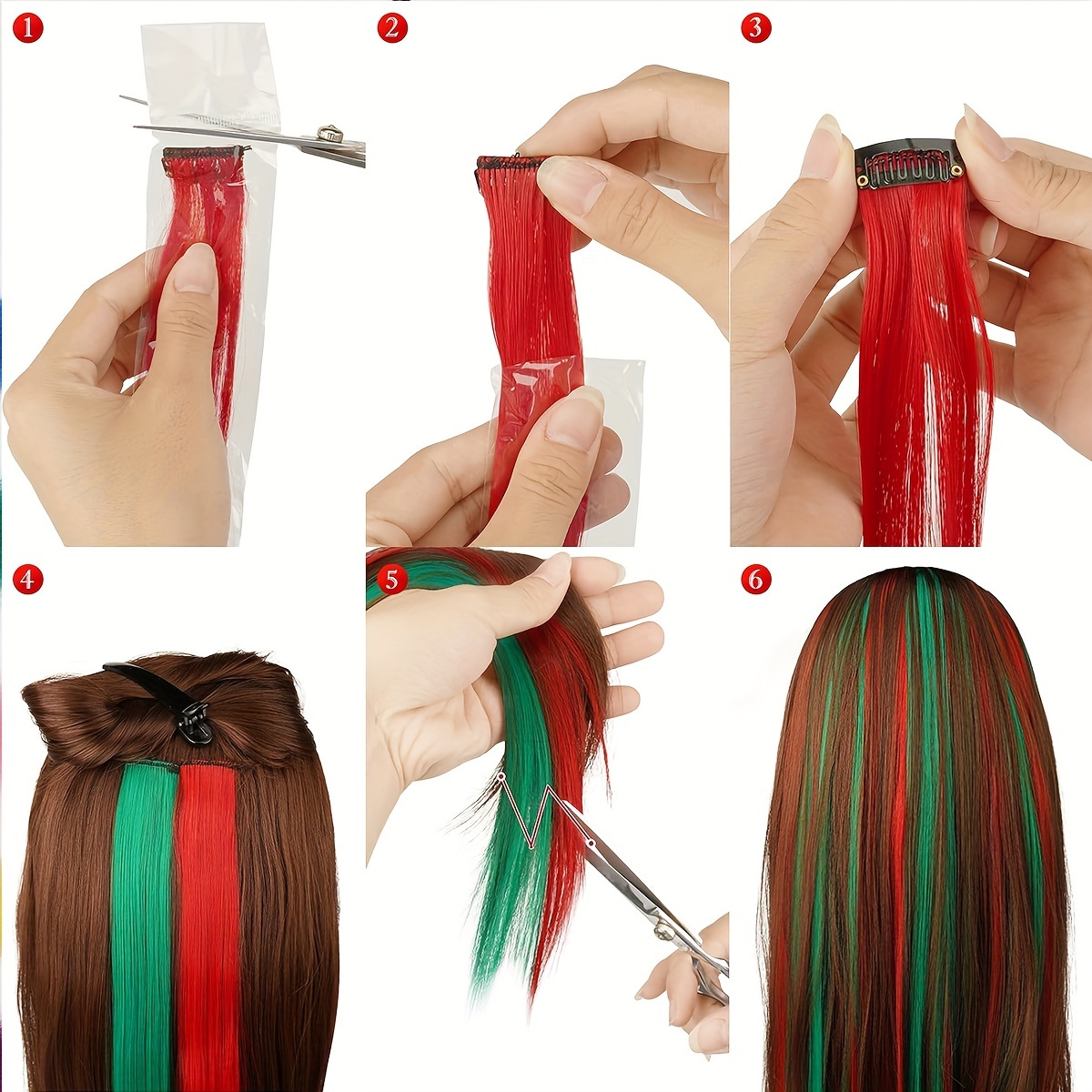 5 PCS Extensiones de cabello con clip de colores 22 - Temu Chile