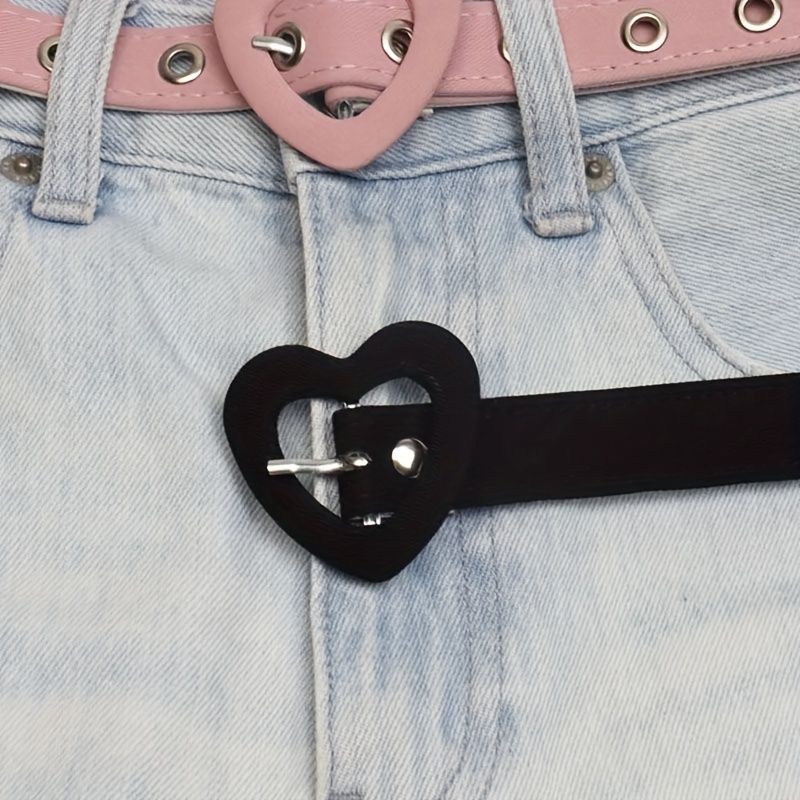 Trendy Heart Buckle Transparent Belt Stylish Hollow Eyelet - Temu