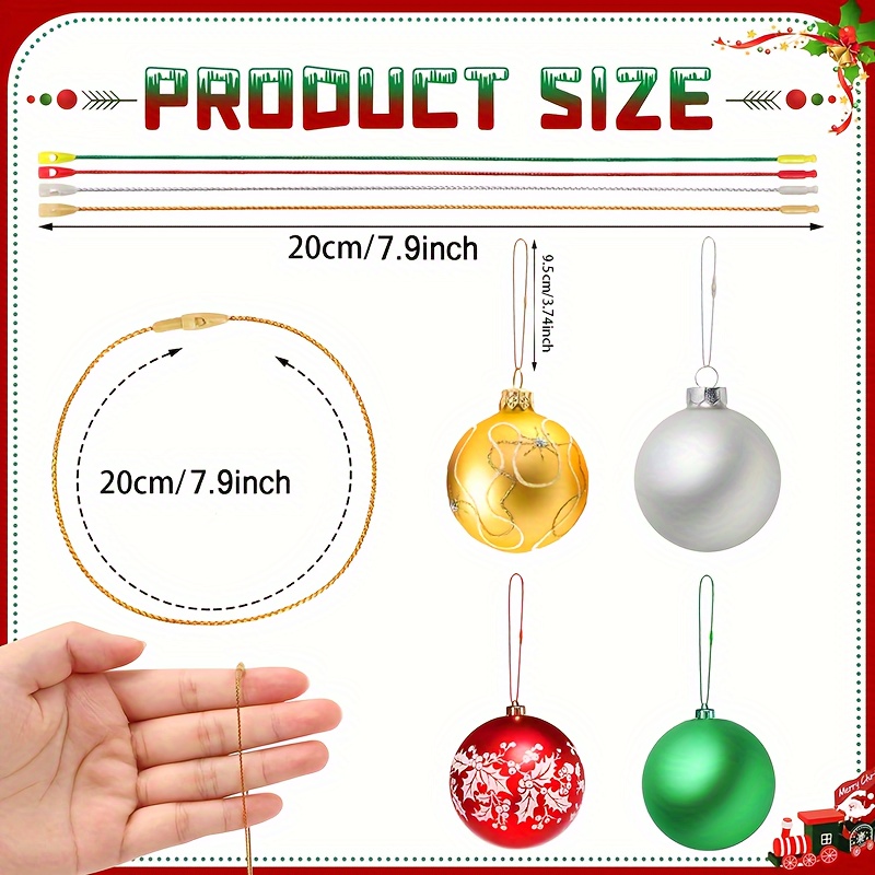 Christmas Ornaments Hanging String Xmas Tree Ball Hanging Pendant Ropes  Hook Rope With Snaps Locking Xmas Decoration Accessories