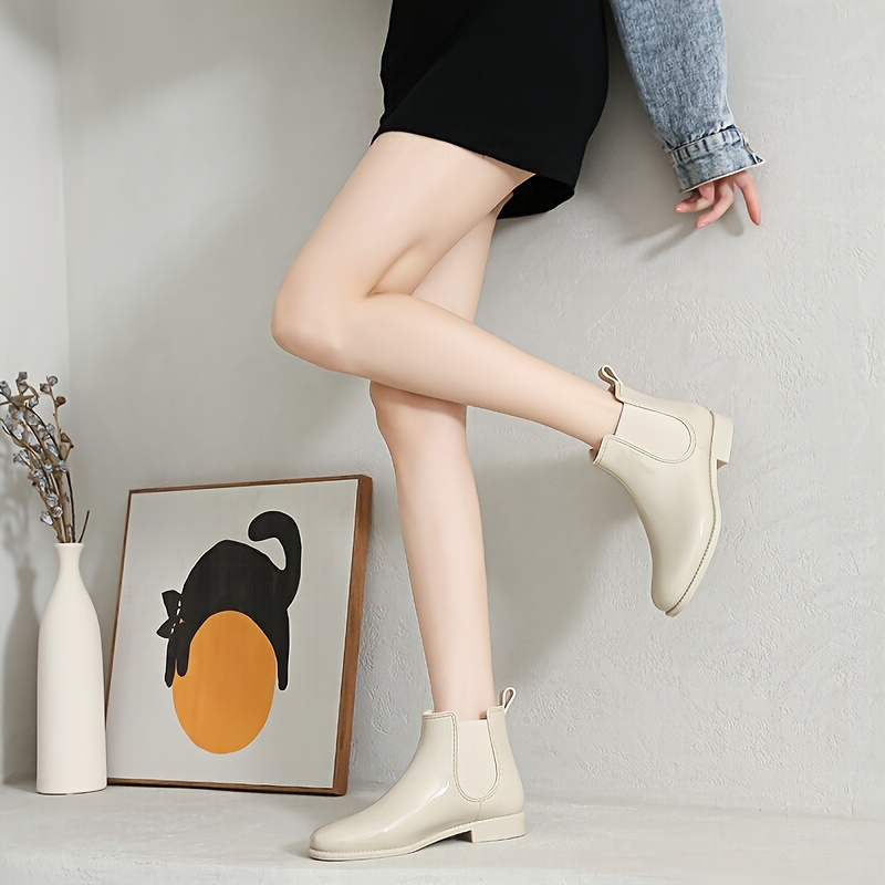 Botas Lluvia Tobillo Mujer Zapatos Impermeables Color Sólido - Temu