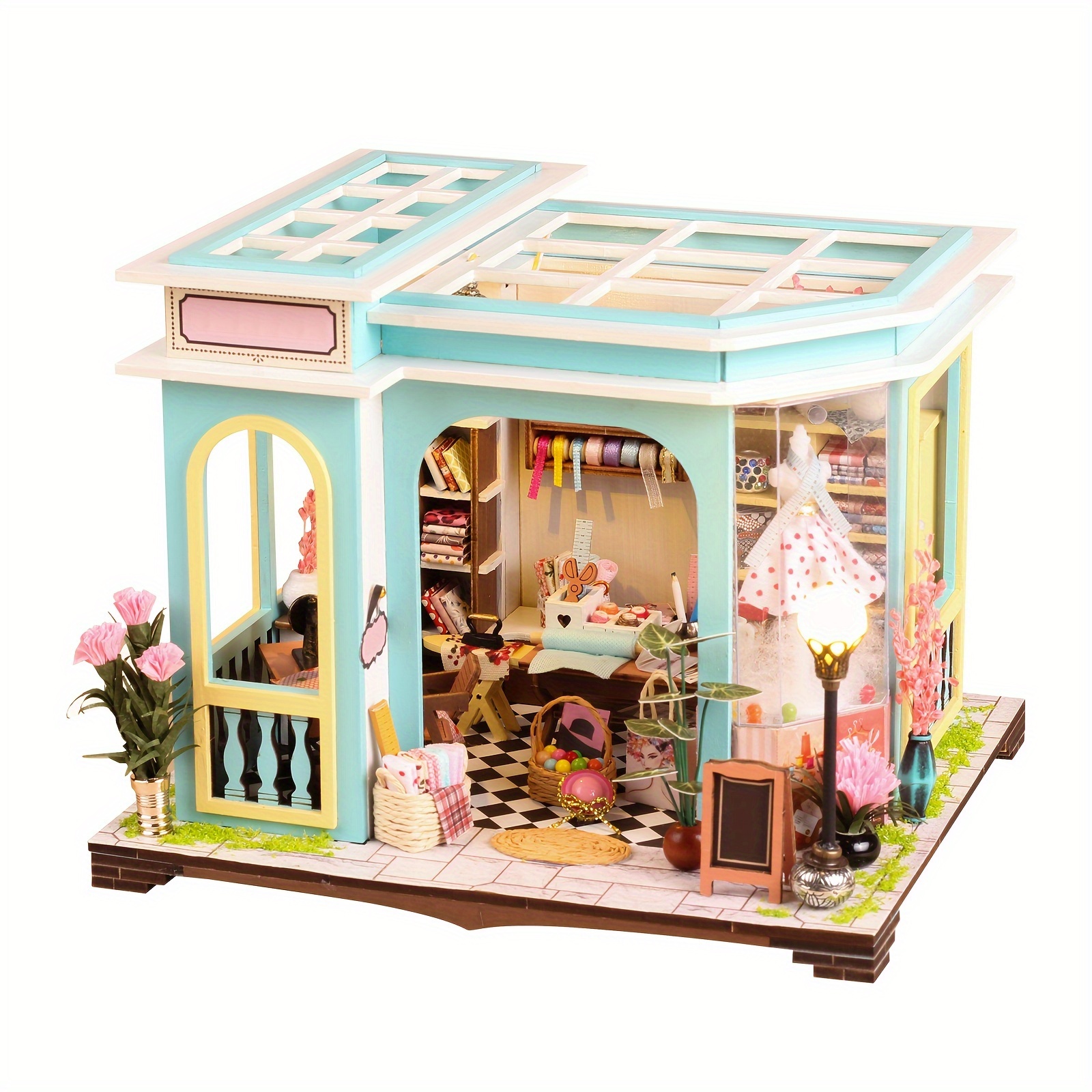 Robotime Sakura densya 3D puzzle en bois bricolage maison de poupée booknook  étagère insert décoratif allée Mini set 