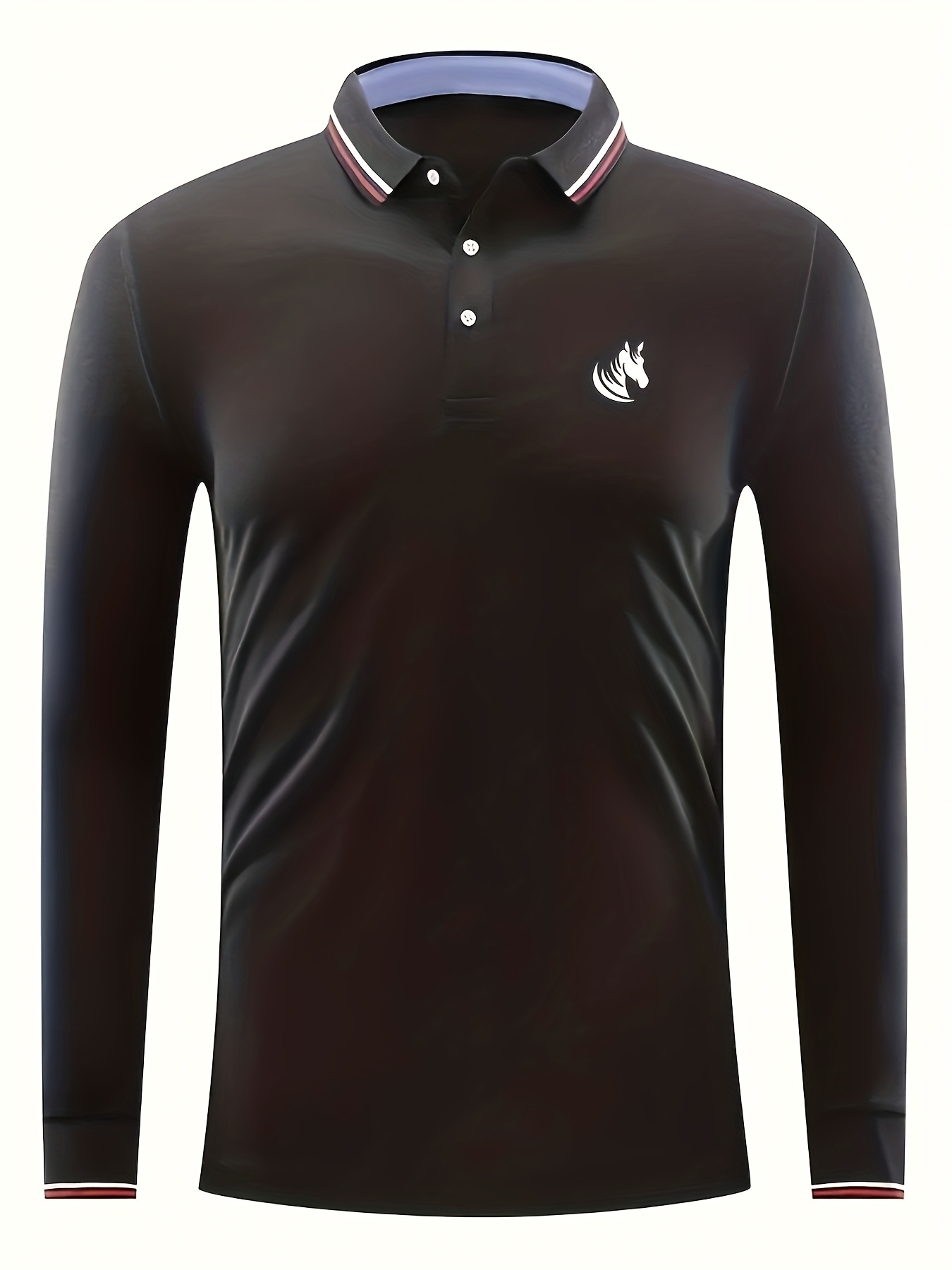 Black long sleeve polo best sale shirt with red horse