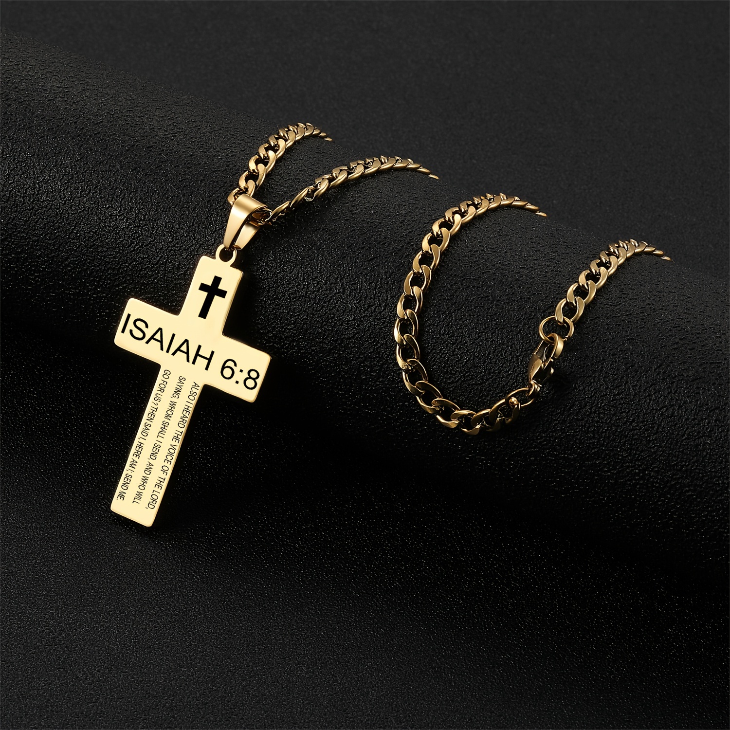 Inspirational Bible Verse Cross Pendant Necklace for Men