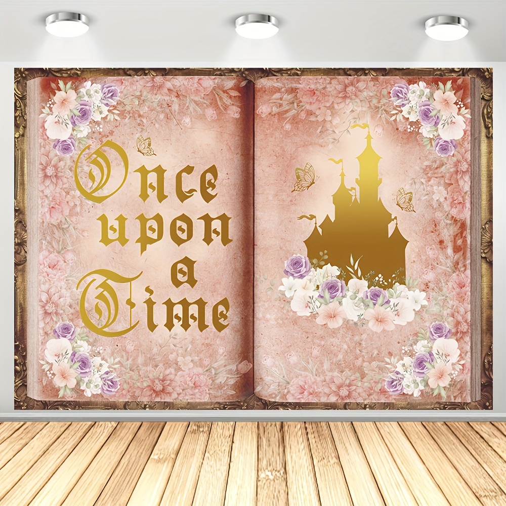 ABLIN 7x5ft Fairy Tale Books Backdrop Old Opening Book Once Upon A Time Ancient Castle Princess Romantic Story Photo Background Wedding Birthday