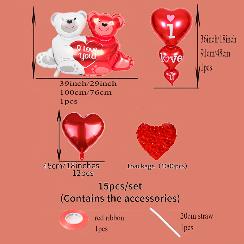 16pcs Set Palloncini Love Bear Decorazioni San - Temu Italy